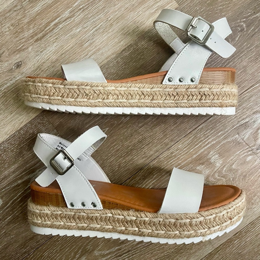 Cushionaire Women's White Espadrille 2-Inch Platform Wedge Sandals